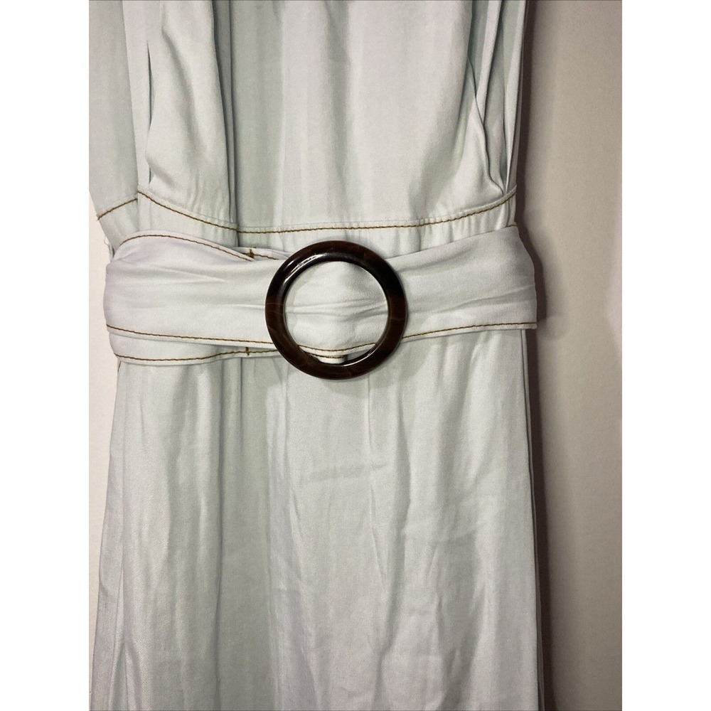 "a loves a" Light Blue Denim Off Shoulder Maxi Dress with Belt - Picture 2 of 12